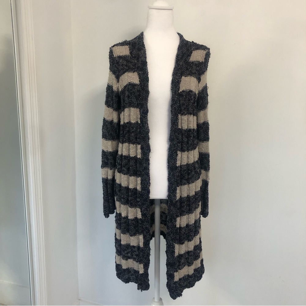 FREE PEOPLE Women Striped Long Sleeve Cardigan Knit Sweater Sz XS Open Front